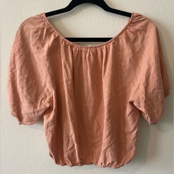 Wilfred free peach puff sleeve cropped short sleeve blouse - Picture 3 of 3